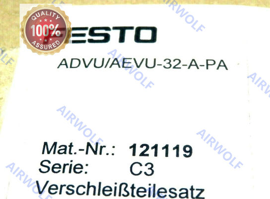 FESTO Compact Cylinder NBR TPE-U  Wearing Parts ADVU/AEVU-32-A-PA 121119 ADVU/AEVU-40-A-PA 121120 ADVU/AEVU-50-A-PA 121121 ADVU/AEVU-63-A-PA 121122 ADVU/AEVU-80-A-PA 121123 ADVU/AEVU-100-A-PA