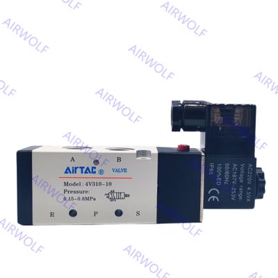 Double Coil 1/4", 3/8" Aluminum alloy 5/2 way, 5/3 way Pneumatic Solenoid Valves AIRTAC 4V310-10 4V320-10 4V330-10