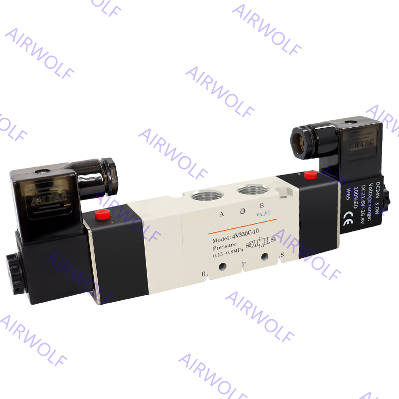 5/2 way, 5/3 way Low Pressure Aluminum alloy Pneumatic Solenoid Valves 4V310-10 4V320-10 4V330-10 with 0.15~0.8MPa Operating Pressure for 1/4", 3/8" Port Size