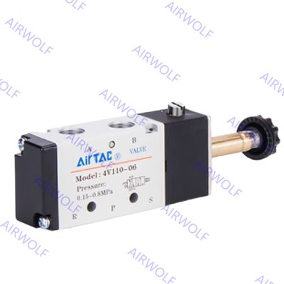AC230V DC24V 5/2 طريق Airtac 4V110-M5 4V110-06 هوائيّ ملفّ لولبيّ صمام